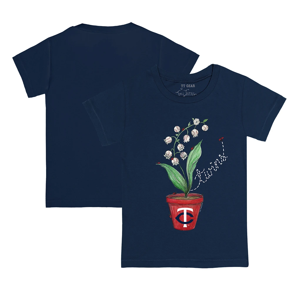 Youth Tiny Turnip Navy Minnesota Twins Lilies & Ladybugs T-Shirt