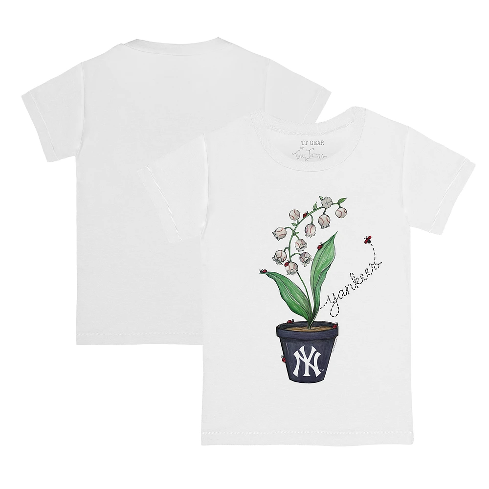 Youth Tiny Turnip White New York Yankees Lilies & Ladybugs T-Shirt