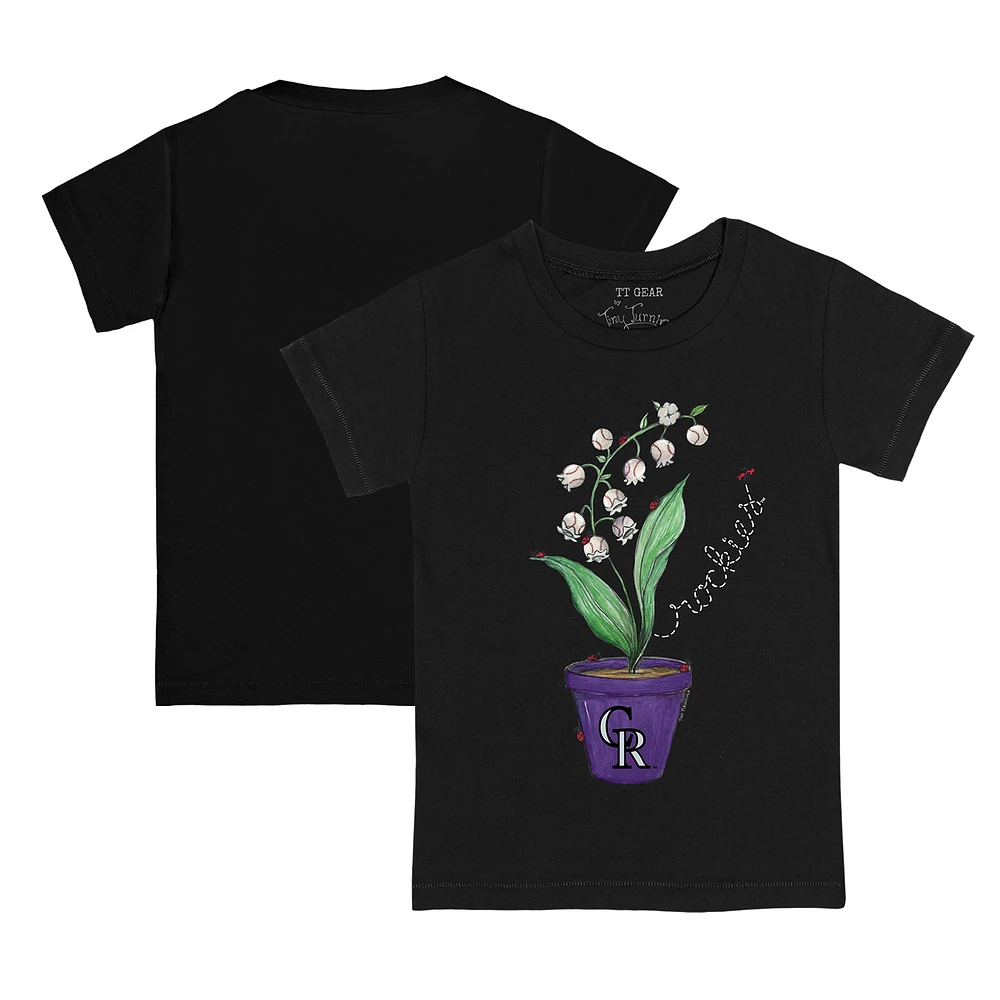 Youth Tiny Turnip Black Colorado Rockies Lilies & Ladybugs T-Shirt