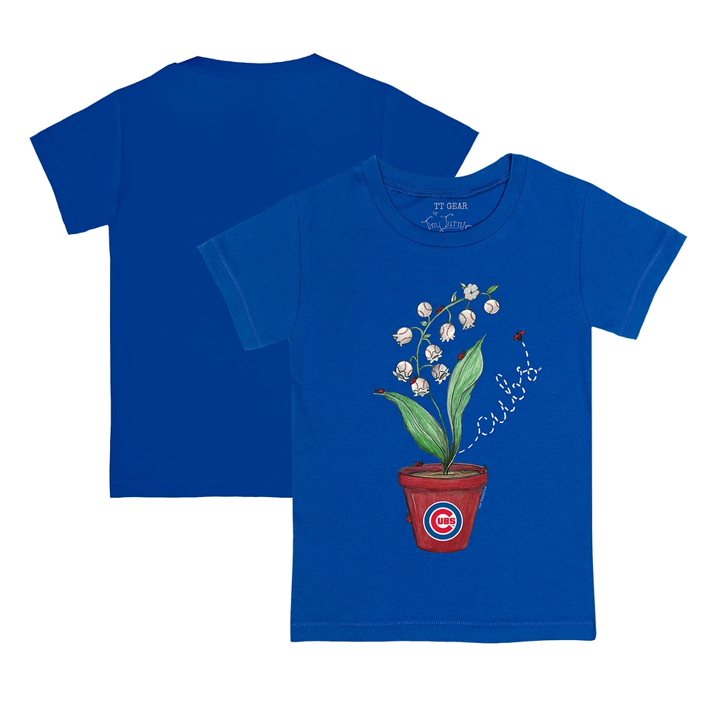 Youth Tiny Turnip Royal Chicago Cubs Lilies & Ladybugs T-Shirt