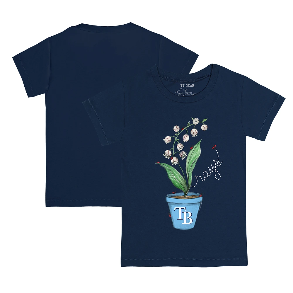 Youth Tiny Turnip Navy Tampa Bay Rays Lilies & Ladybugs T-Shirt