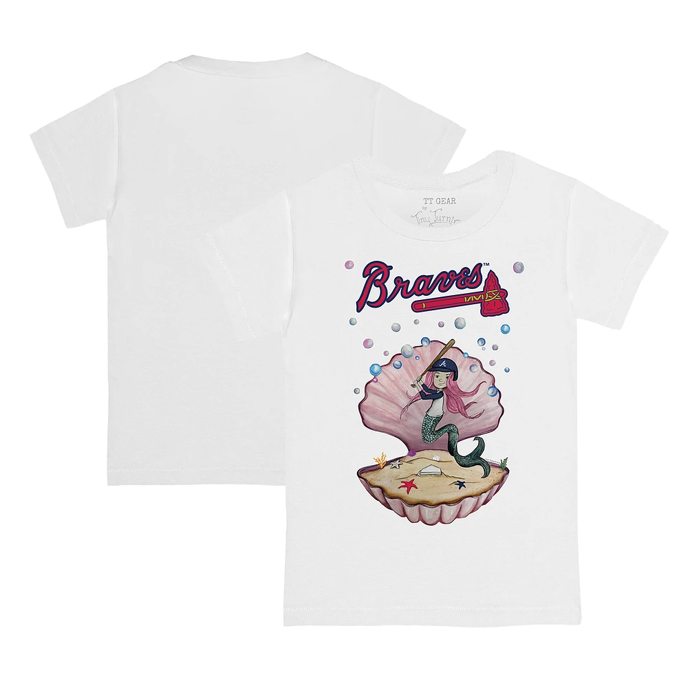 Youth Tiny Turnip White Atlanta Braves Mermaid T-Shirt