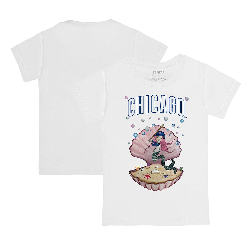 Youth Tiny Turnip White Chicago Cubs Mermaid T-Shirt