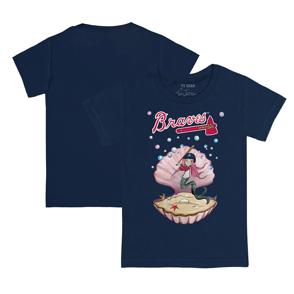 Youth Tiny Turnip Navy Atlanta Braves Mermaid T-Shirt