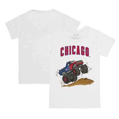 Youth Tiny Turnip White Chicago Cubs Monster Truck T-Shirt