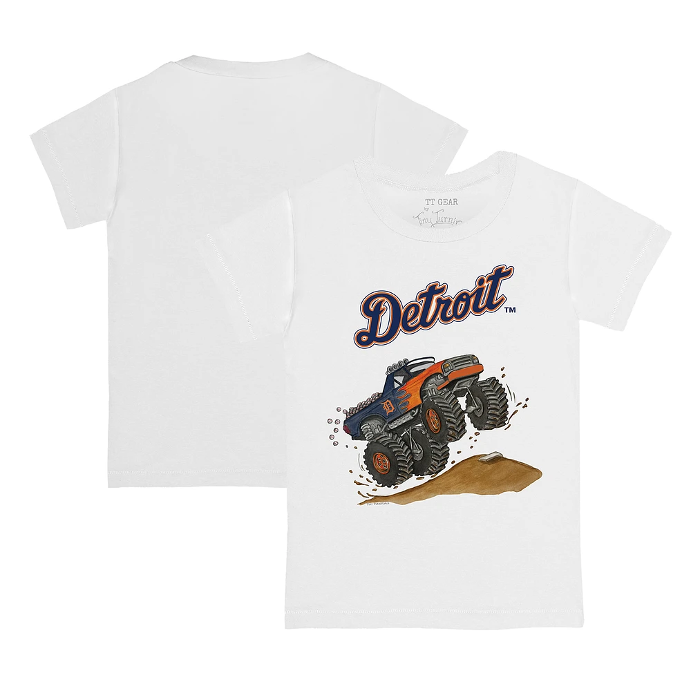 Youth Tiny Turnip White Detroit Tigers Monster Truck T-Shirt