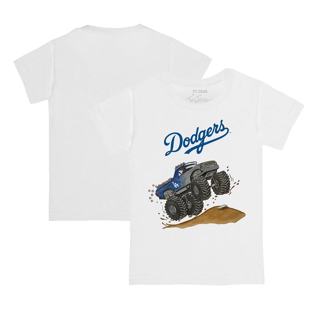 Youth Tiny Turnip White Los Angeles Dodgers Monster Truck T-Shirt