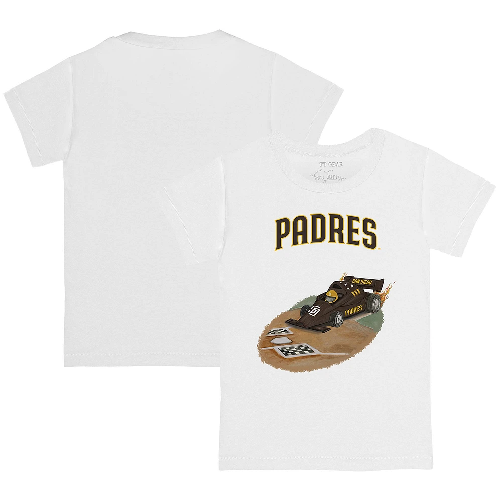 Youth Tiny Turnip White San Diego Padres Race Car T-Shirt