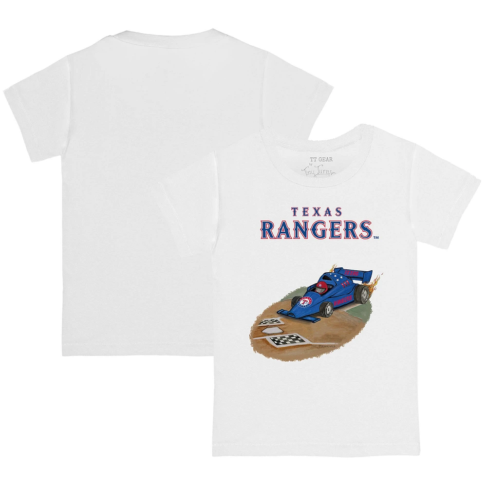 Youth Tiny Turnip White Texas Rangers Race Car T-Shirt