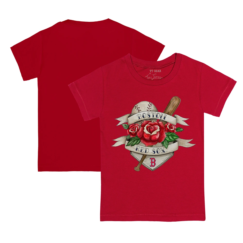 Youth Tiny Turnip Red Boston Sox Tattoo Rose T-Shirt