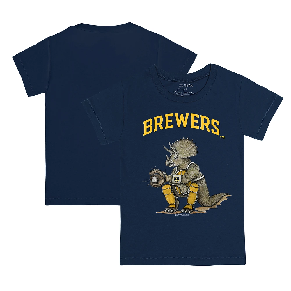 Youth Tiny Turnip Navy Milwaukee Brewers Triceratops T-Shirt