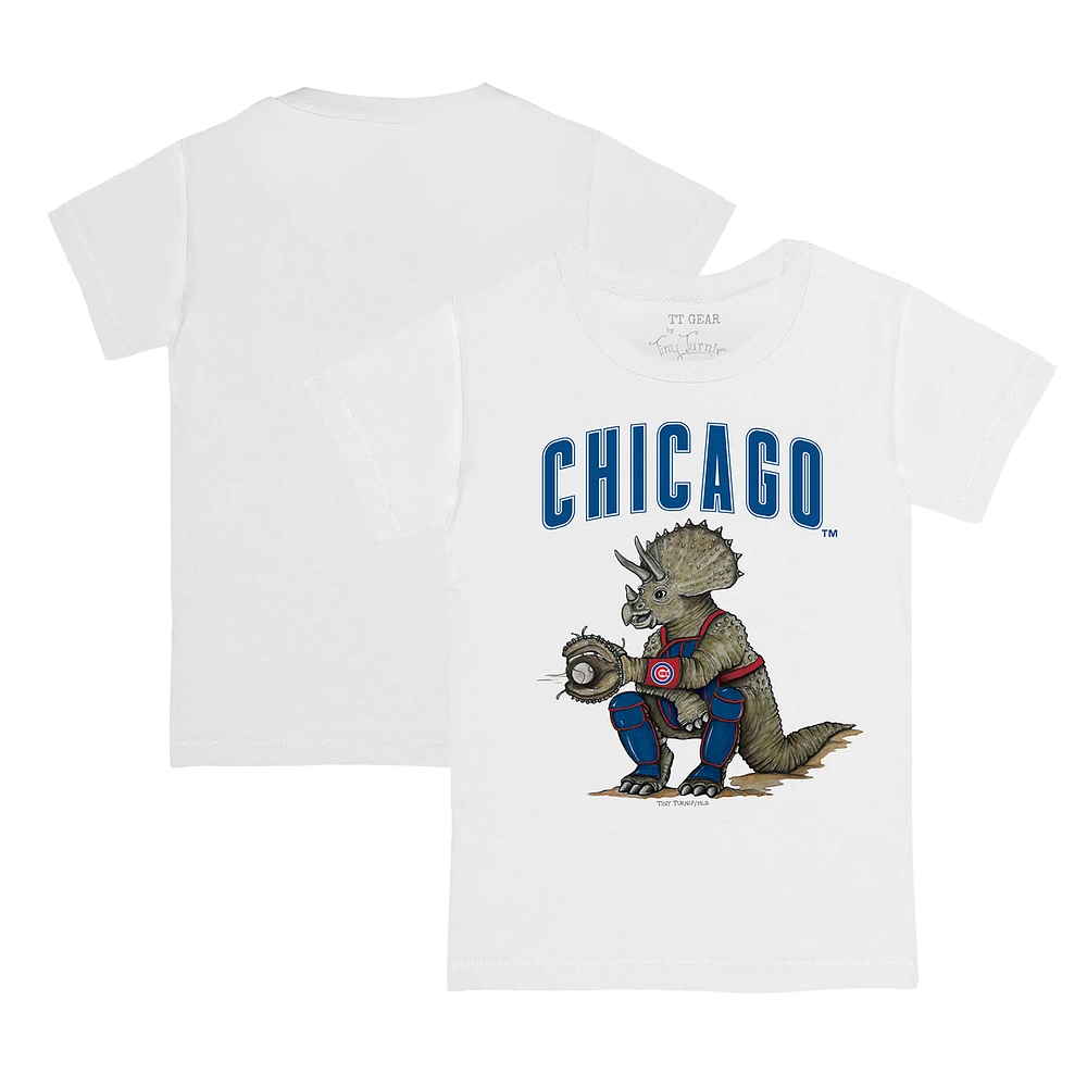 Youth Tiny Turnip White Chicago Cubs Triceratops T-Shirt