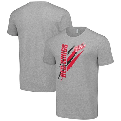 Men's Starter  Heather Gray Detroit Red Wings Color Scratch T-Shirt