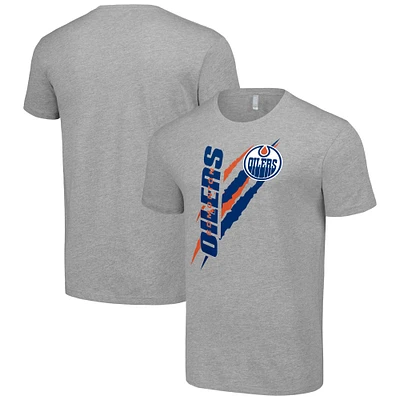 Men's Starter  Heather Gray Edmonton Oilers Color Scratch T-Shirt