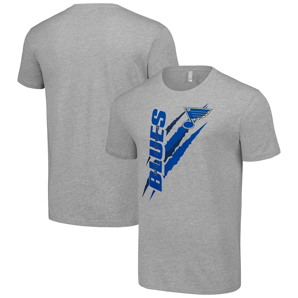 Men's Starter Heather Gray St. Louis Blues Color Scratch T-Shirt
