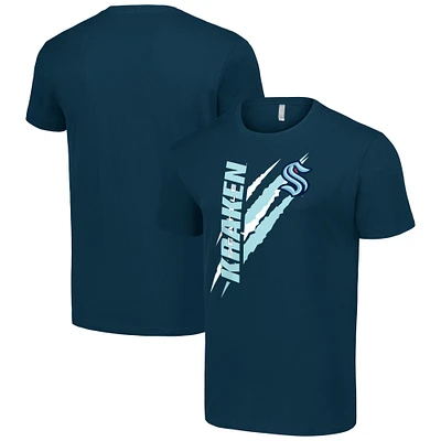 Men's Starter Deep Sea Blue Seattle Kraken Color Scratch T-Shirt