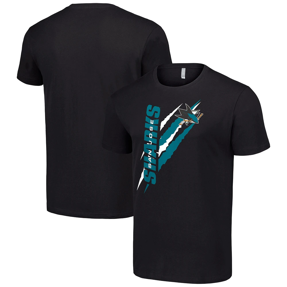 Men's Starter Black San Jose Sharks Color Scratch T-Shirt