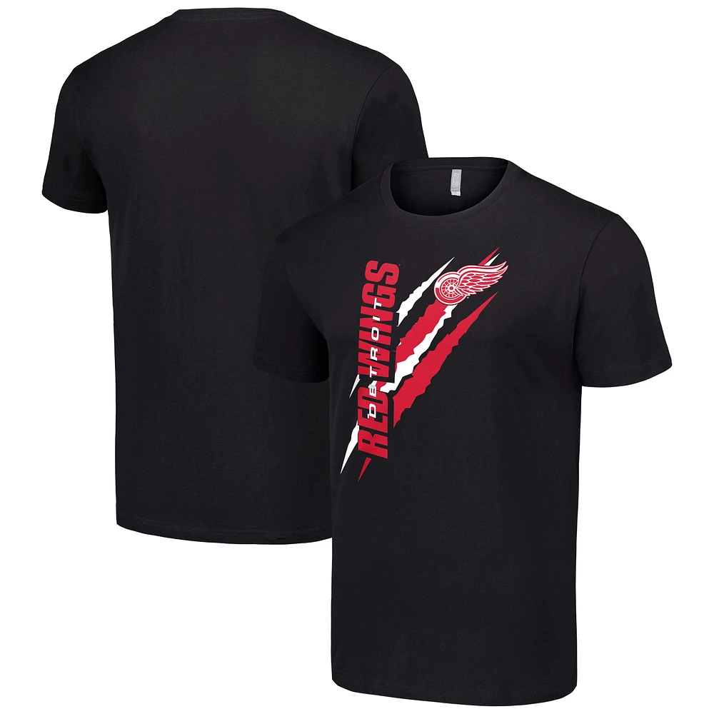 Men's Starter Black Detroit Red Wings Color Scratch T-Shirt