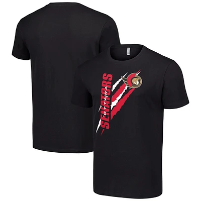 Men's Starter  Black Ottawa Senators Color Scratch T-Shirt
