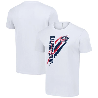 Men's Starter  White Columbus Blue Jackets Color Scratch T-Shirt