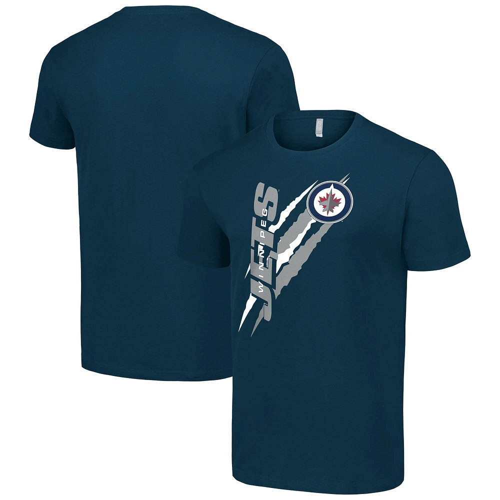 Men's Starter Navy Winnipeg Jets Color Scratch T-Shirt