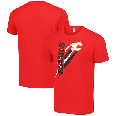 Men's Starter  Red Calgary Flames Color Scratch T-Shirt
