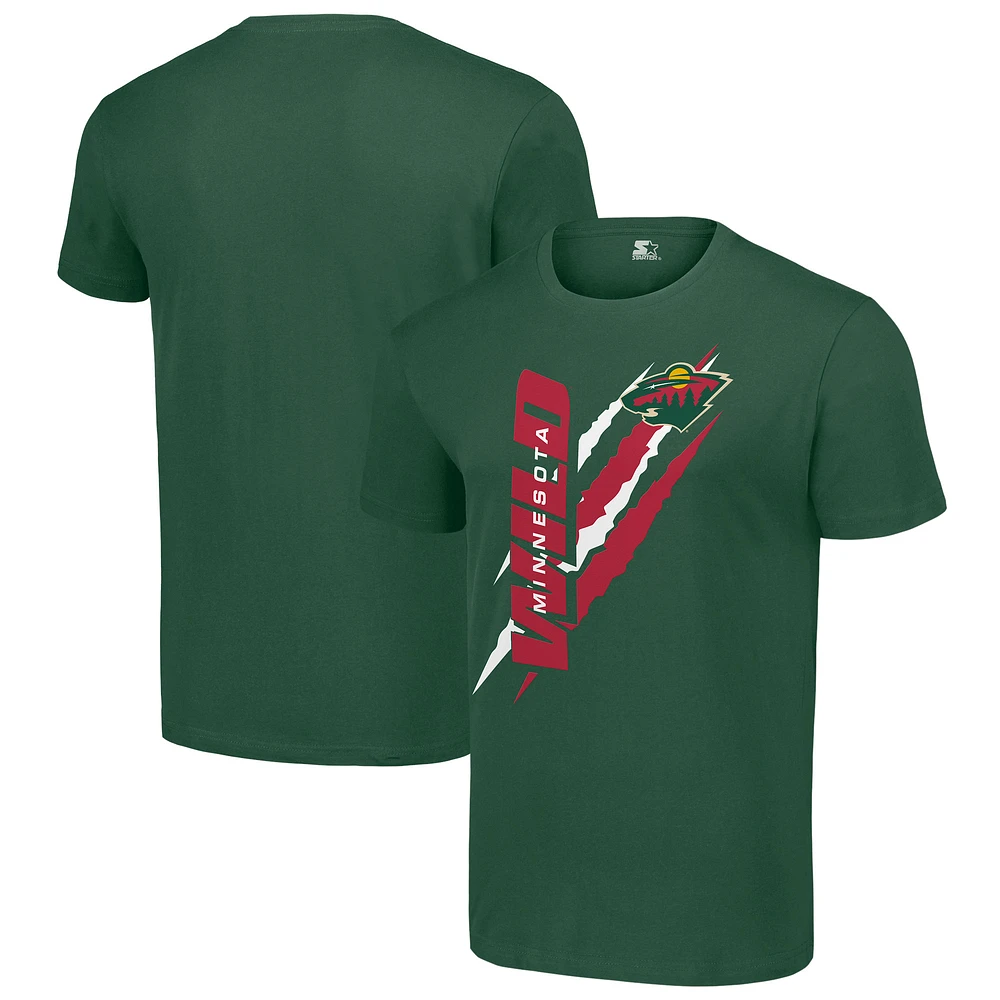 Men's Starter Green Minnesota Wild Color Scratch T-Shirt
