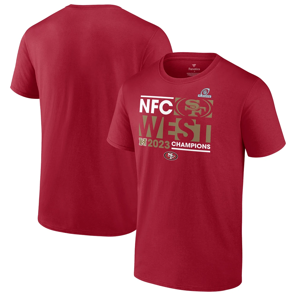 Men's Fanatics Scarlet San Francisco 49ers 2023 NFC West Division Champions Big & Tall Conquer T-Shirt