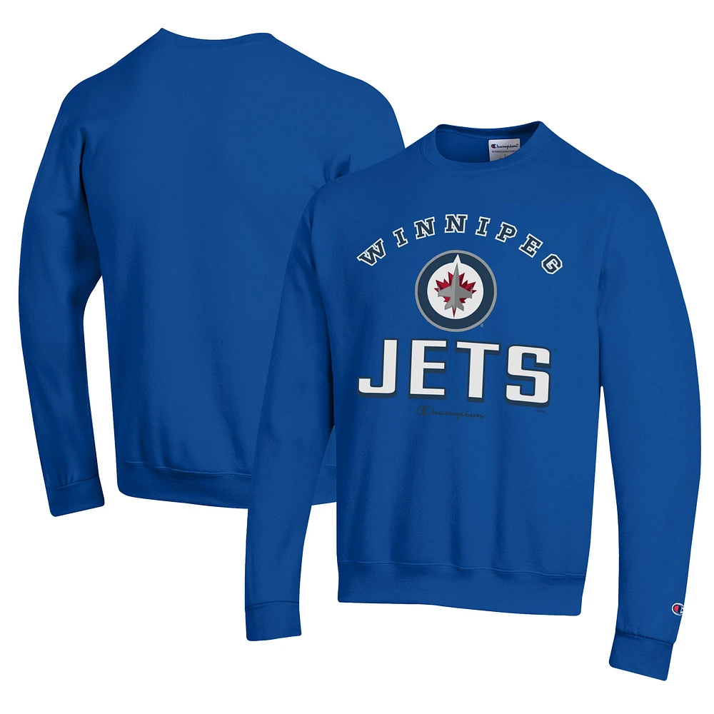 Men's Champion Royal Winnipeg Jets Eco Powerblend Crewneck Sweatshirt