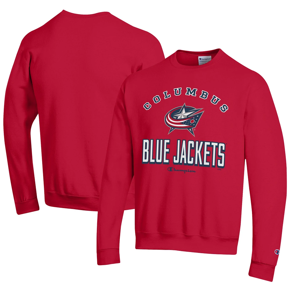 Men's Champion Red Columbus Blue Jackets Eco Powerblend Crewneck Sweatshirt