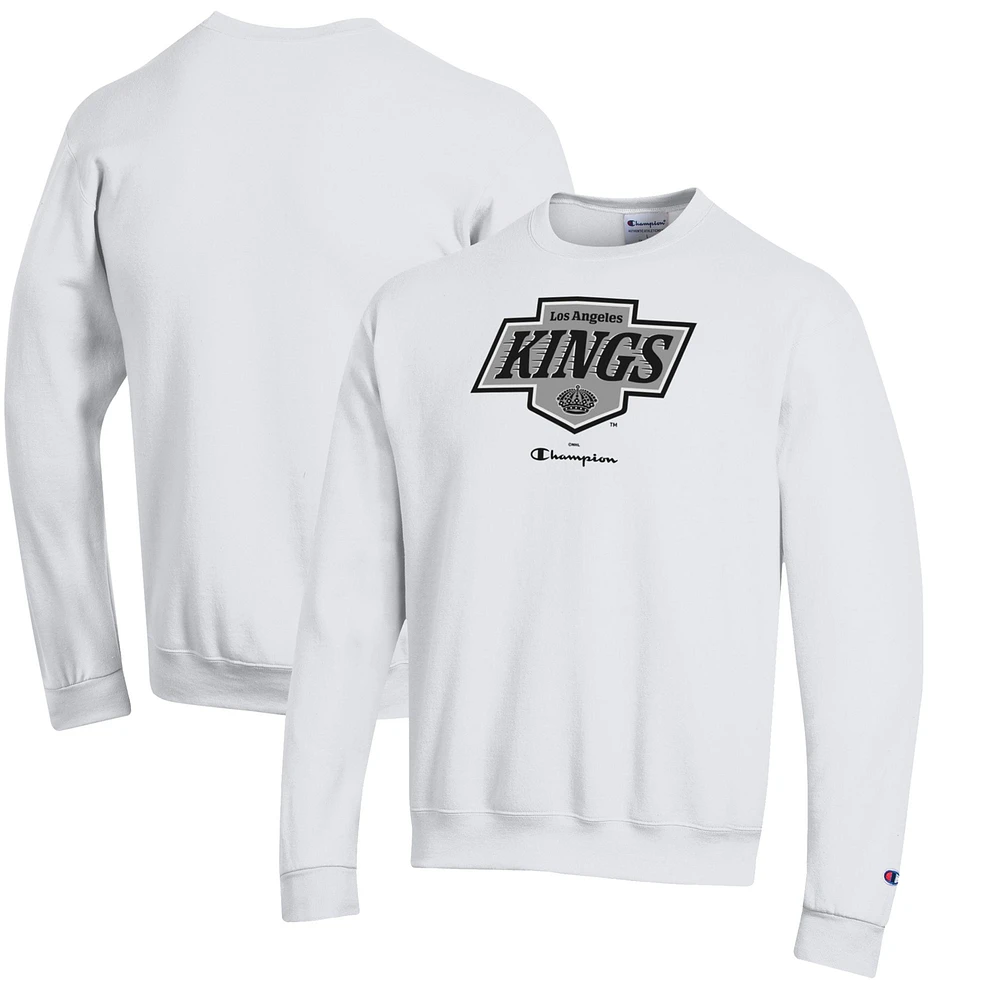 Men's Champion White Los Angeles Kings Eco Powerblend Crewneck Sweatshirt