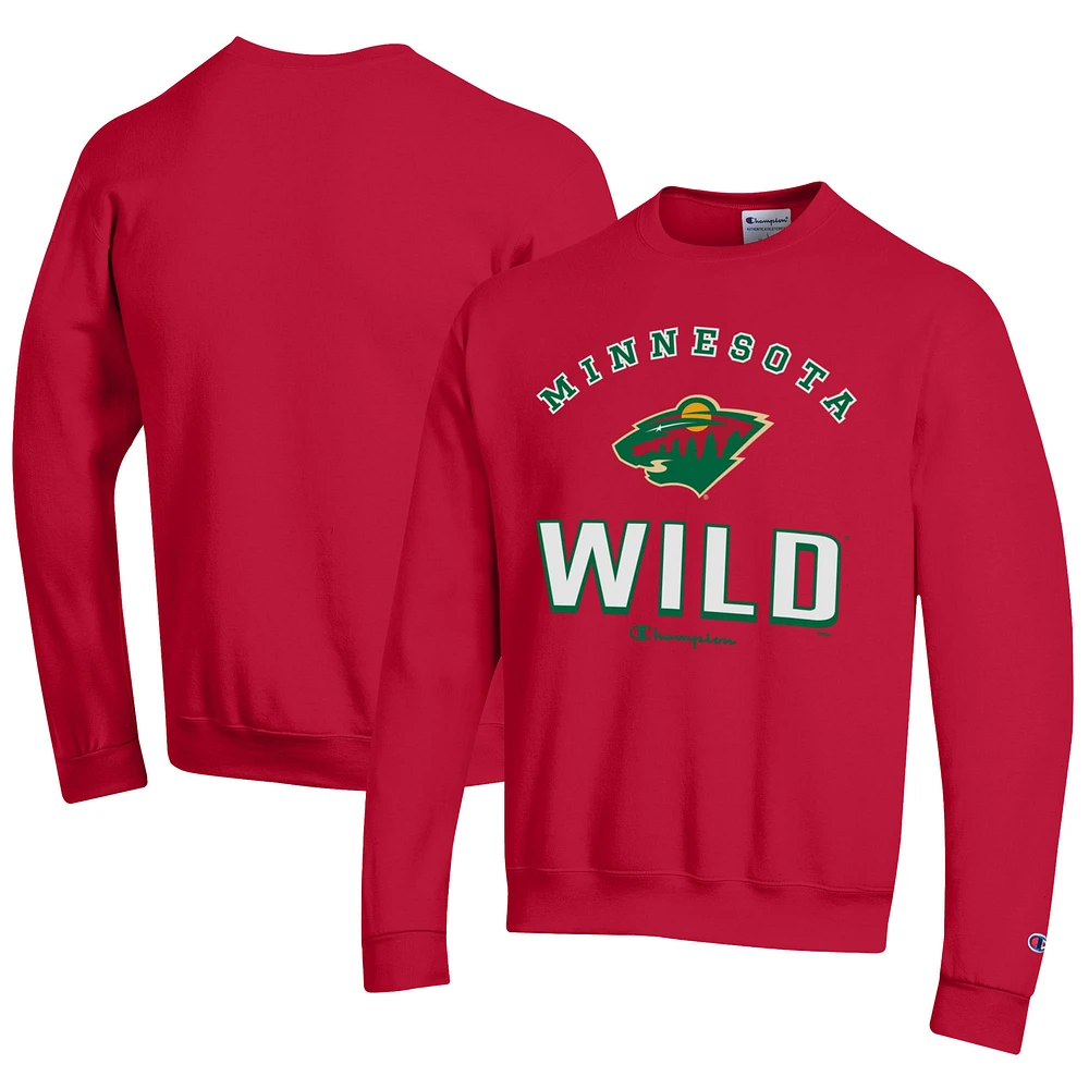 Men's Champion Red Minnesota Wild Eco Powerblend Crewneck Sweatshirt