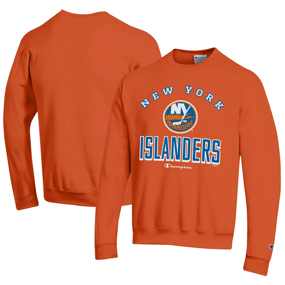 Men's Champion Orange New York Islanders Eco Powerblend Crewneck Sweatshirt
