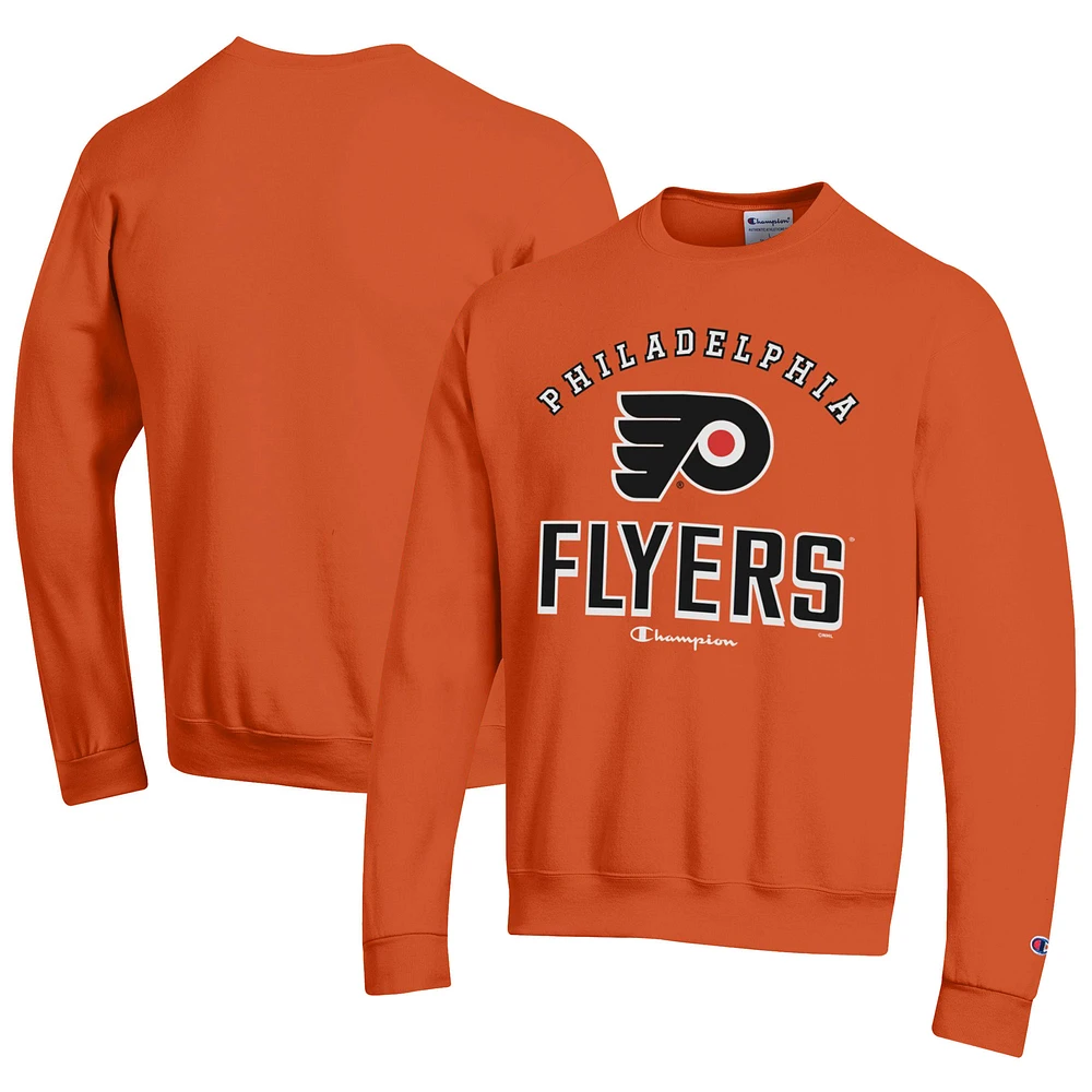 Men's Champion Orange Philadelphia Flyers Eco Powerblend Crewneck Sweatshirt