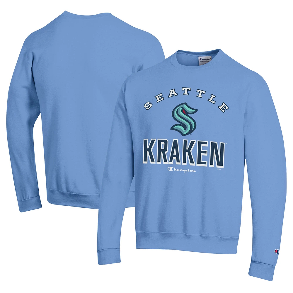 Men's Champion Light Blue Seattle Kraken Eco Powerblend Crewneck Sweatshirt
