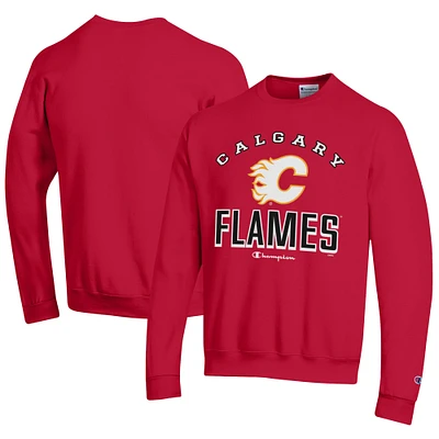 Men's Champion Red Calgary Flames Eco Powerblend Crewneck Sweatshirt