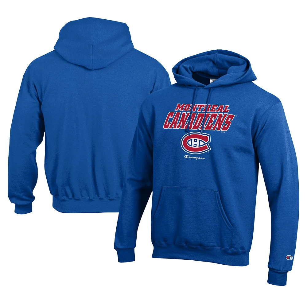 Men's Champion Royal Montreal Canadiens Eco Powerblend Pullover Hoodie
