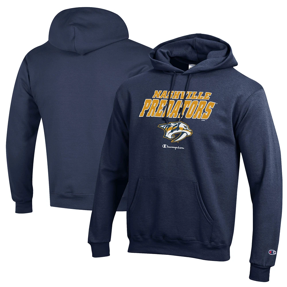 Men's Champion Navy Nashville Predators Eco Powerblend Pullover Hoodie