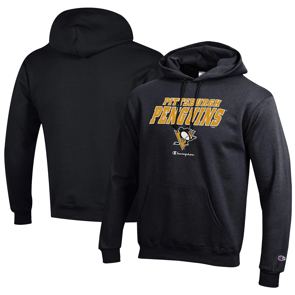 Men's Champion Black Pittsburgh Penguins Eco Powerblend Pullover Hoodie