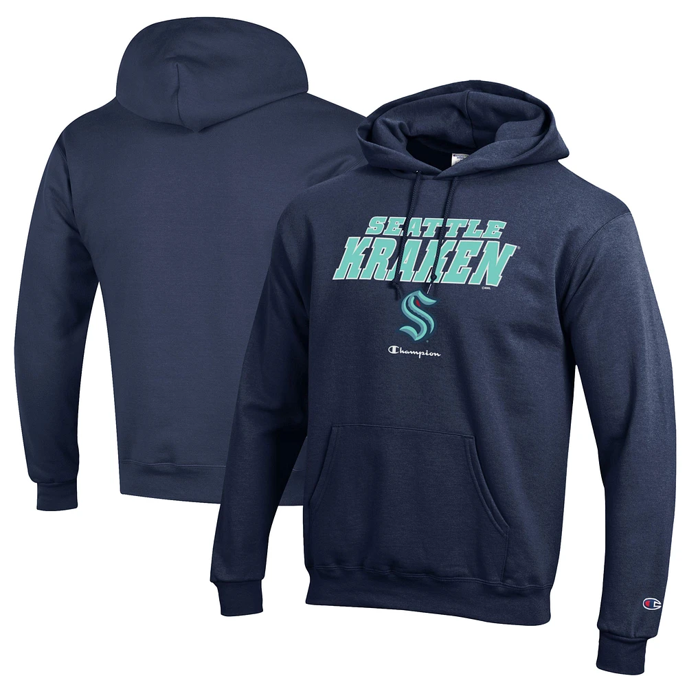 Men's Champion Deep Sea Blue Seattle Kraken Eco Powerblend Pullover Hoodie