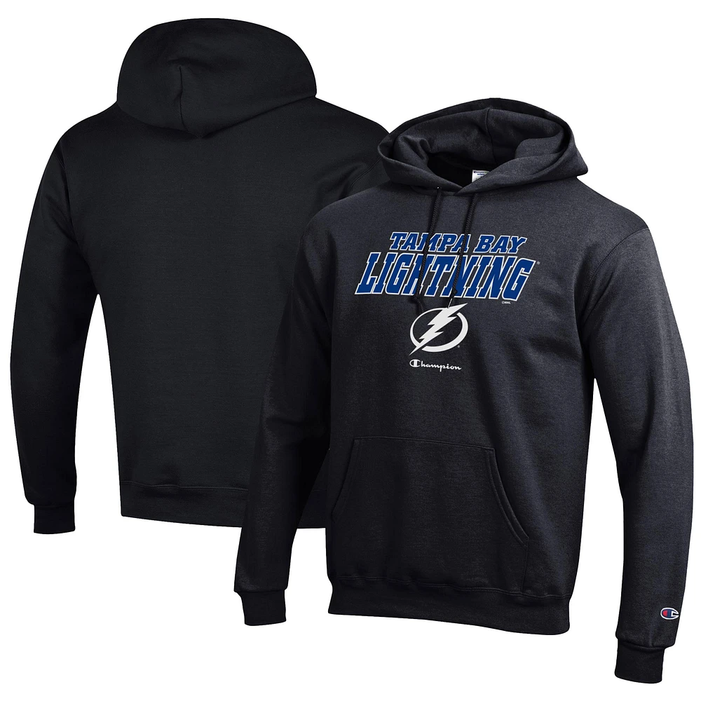 Men's Champion Black Tampa Bay Lightning Eco Powerblend Pullover Hoodie