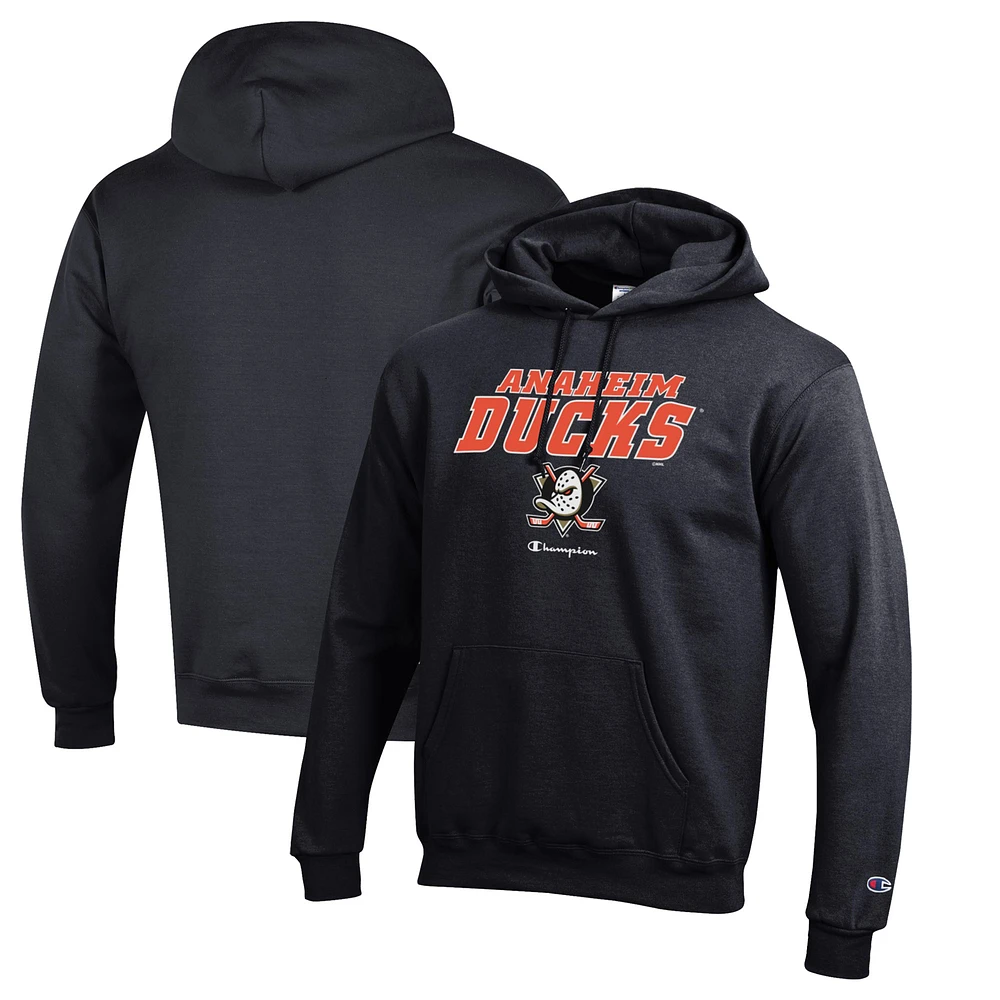 Men's Champion Black Anaheim Ducks Eco Powerblend Pullover Hoodie