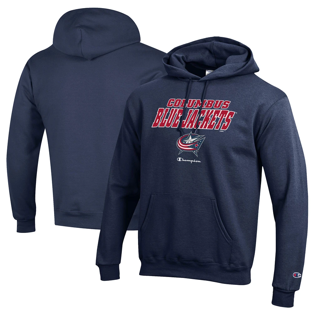 Men's Champion Navy Columbus Blue Jackets Eco Powerblend Pullover Hoodie