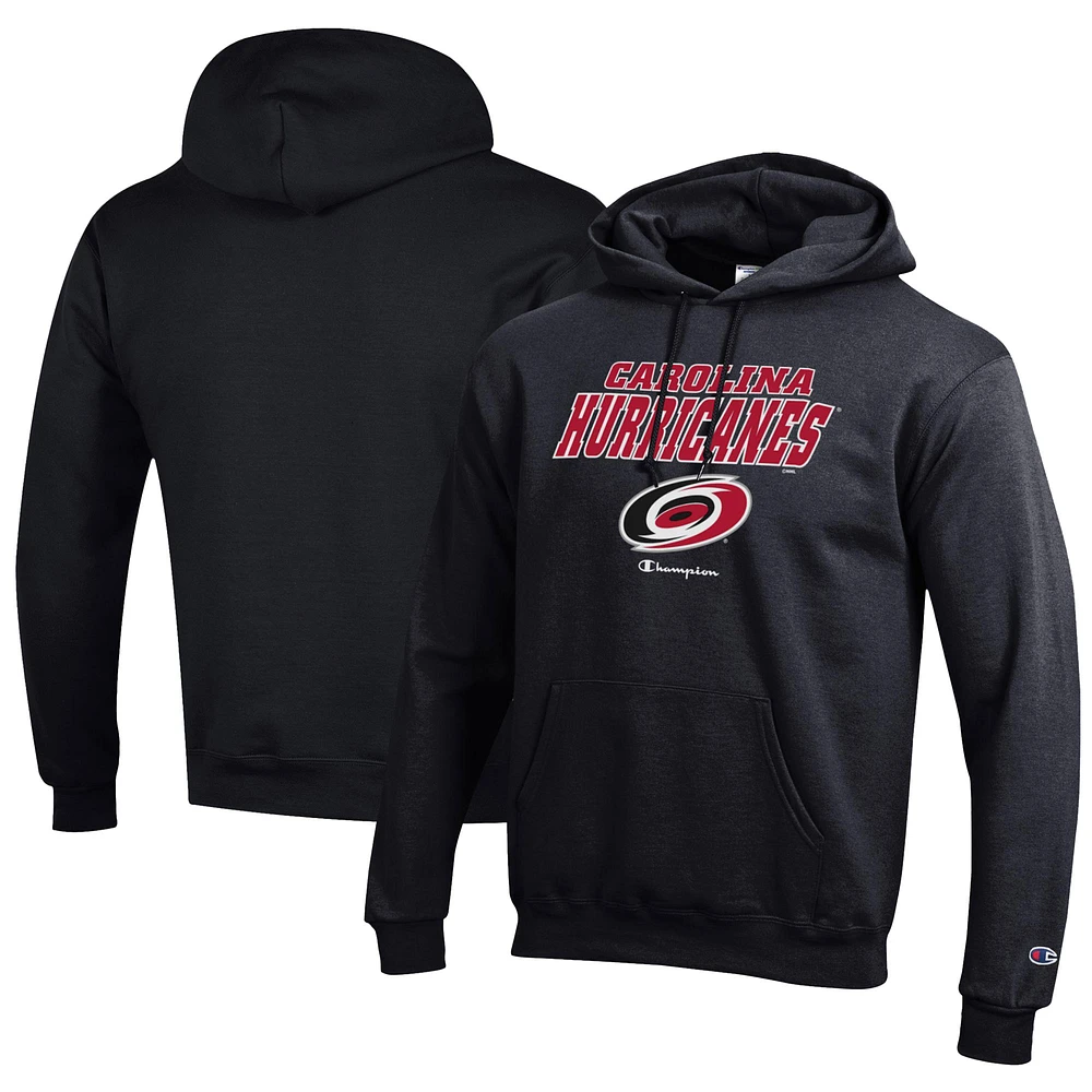 Men's Champion Black Carolina Hurricanes Eco Powerblend Pullover Hoodie