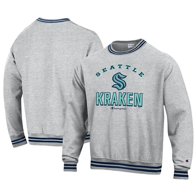 Men's Champion Heather Gray Seattle Kraken Reverse Weave Yarn Dye Pullover Sweatshirt