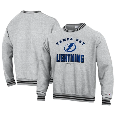 Men's Champion Heather Gray Tampa Bay Lightning Reverse Weave Yarn Dye Pullover Sweatshirt