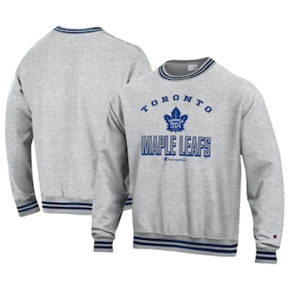 Men's Champion Heather Gray Toronto Maple Leafs Reverse Weave Yarn Dye Pullover Sweatshirt