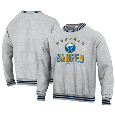 Men's Champion Heather Gray Buffalo Sabres Reverse Weave Yarn Dye Pullover Sweatshirt