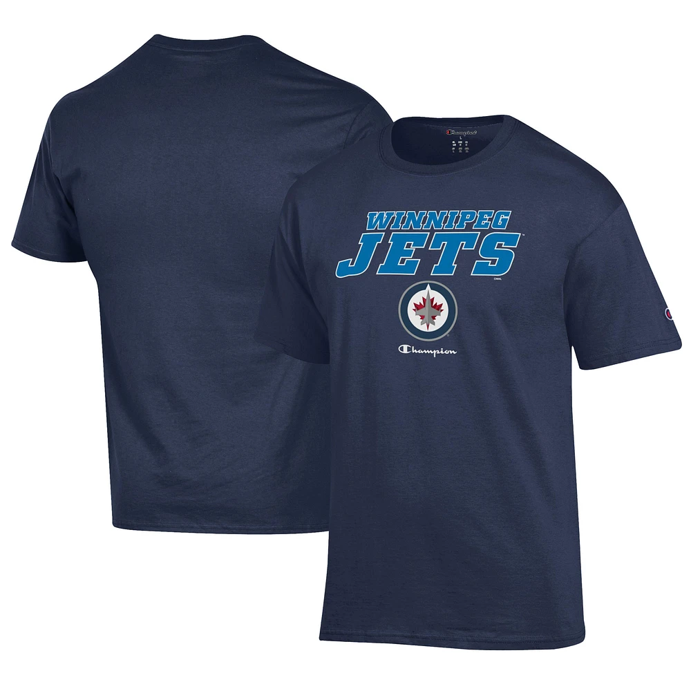 Men's Champion Navy Winnipeg Jets Jersey T-Shirt