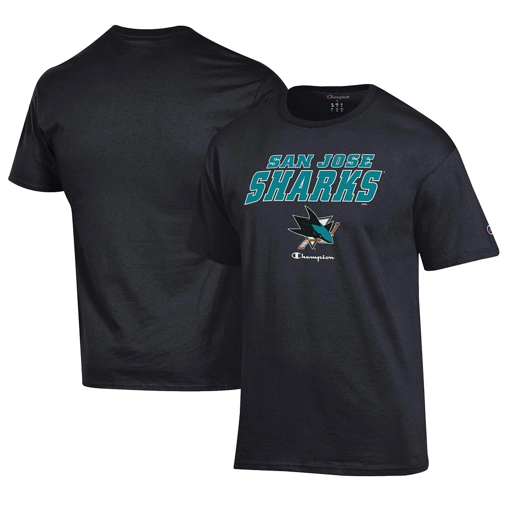 Men's Champion Black San Jose Sharks Jersey T-Shirt